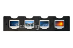 The slide holder of the MemoScan can take up to 4 framed 35mm slides