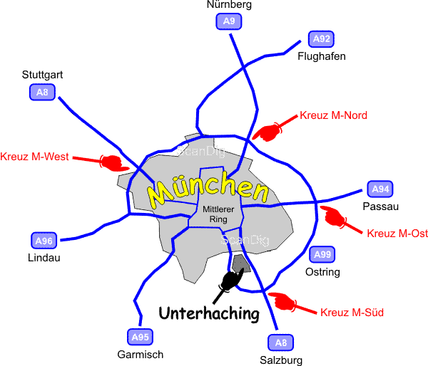 Firma ScanDig München Unterhaching: Anfahrt, Wegbeschreibung, Skizze